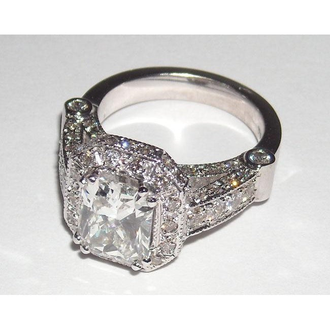 8.51 Karat Echt Aus der Erde Abgebauter Natürlicher Diamant-Verlobungsring-Band-Set Radiant Cut