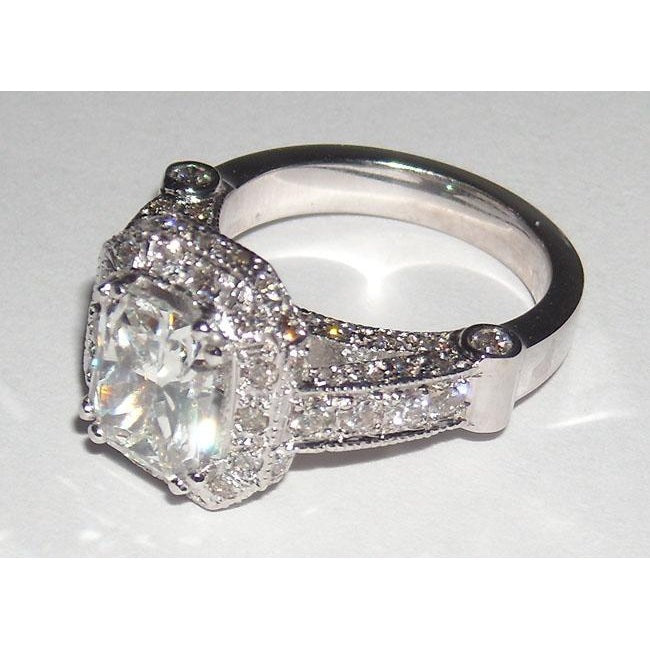 8.51 Karat Echt Aus der Erde Abgebauter Natürlicher Diamant-Verlobungsring-Band-Set Radiant Cut