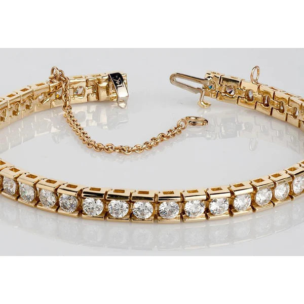 8.80 Karat Runde Echt Diamanten Tennisarmband Kanalset Gold
