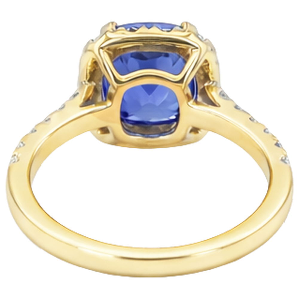 9.00 Kt Tansanit und Aus der Erde Abgebauter Natürlicher Diamanten Ring Gold Gelb 14K