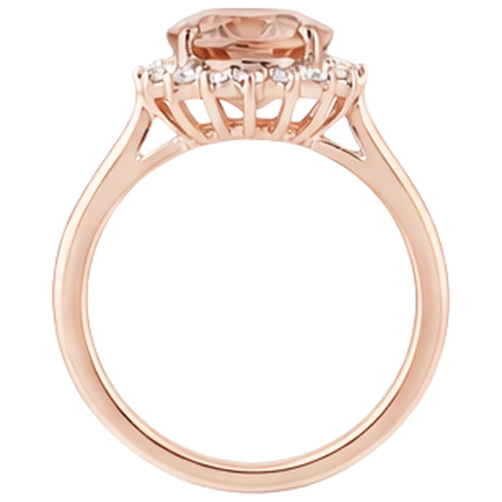 echter oval morganit 9.50Karat ring mit Diamantbesatz