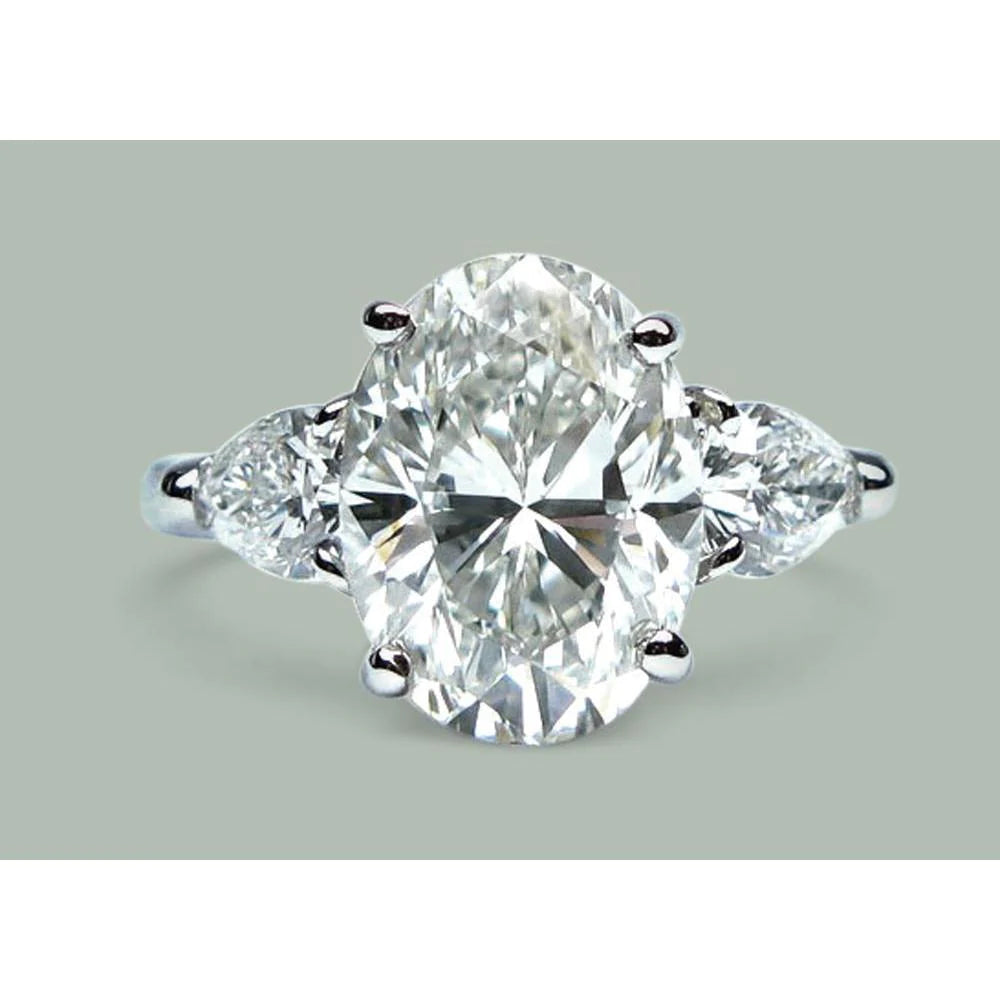 9 Kt Oval Echt Diamanten Drei Steine Birne Verlobungsring