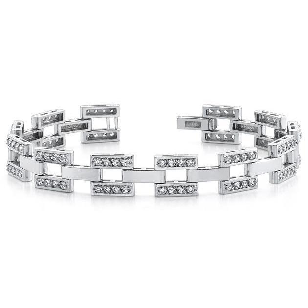 9,60 Ct Runder Echt Diamant Herrenarmband Massives Weißgold Feiner Herrenschmuck
