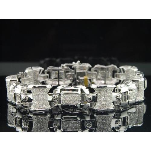 9.50 Karat Rundschliff Echt Diamant Herren Armband Weißgold 14K