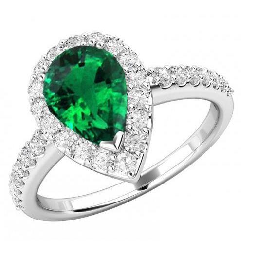 9.50 ct Grün Smaragd und Diamanten Ehering 14K Weißgold