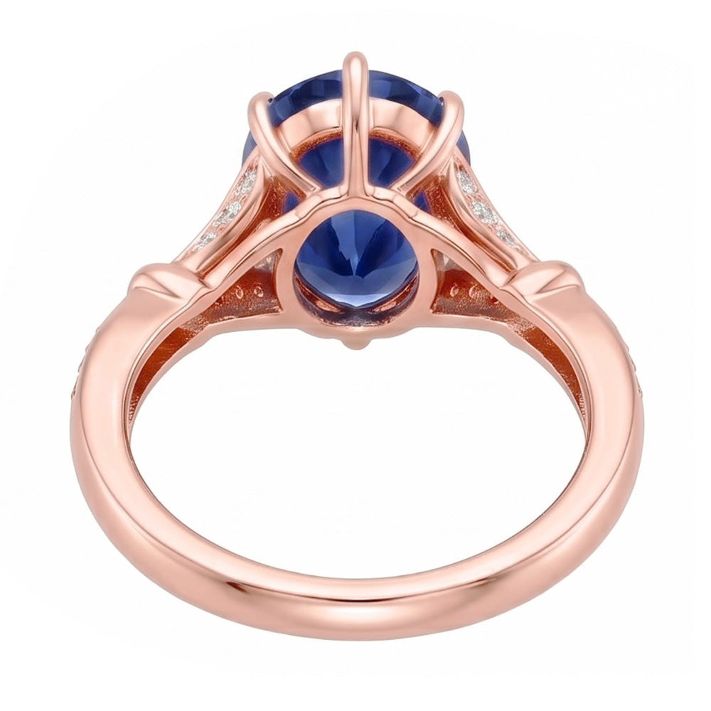Akzent Verlobungsring Birne Ceylon Saphir & Aus der Erde Abgebauter Natürlicher Diamanten 4,50 Karat