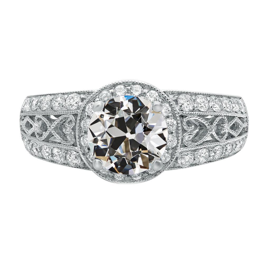 Alter Bergmann Echt Diamantring im antiken Stil Milgrain Dicker Schaft 5 Karat