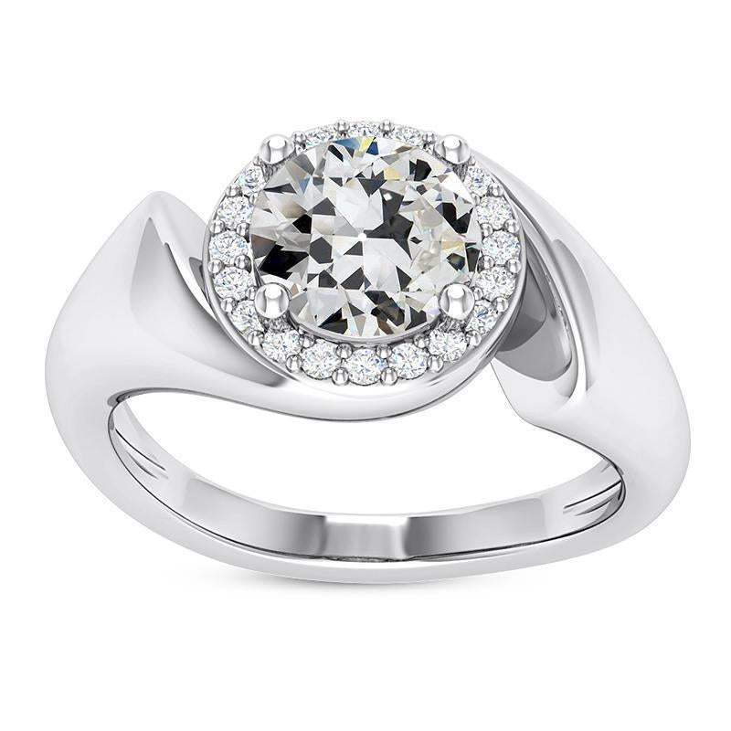 Alter Minenschnitt Echt Diamant Heiligenschein Ring Verdrehter Schaft Gold 5.50 Karat