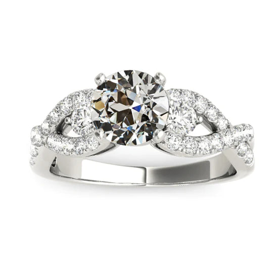 Alter europäischer Echt Diamant-Verlobungsring Unendlichkeit Schaft 4.25 Karat