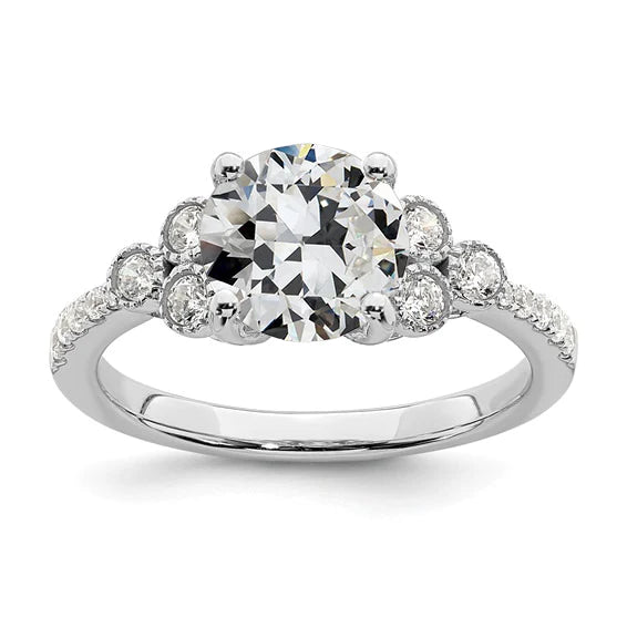 Altschliff Echt Diamant Ehering Krappen Lünette Set 3.50 Karat Goldschmuck
