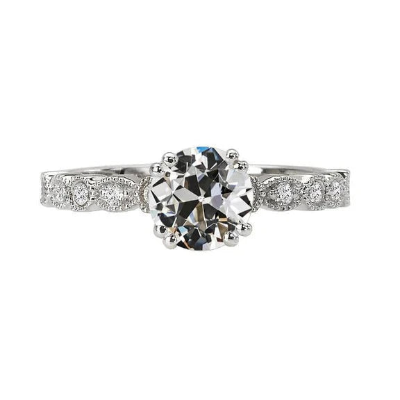 Altschliff-Natürlich Diamant-Ehering-Doppelstift-Satz 3 Karat Milgrain