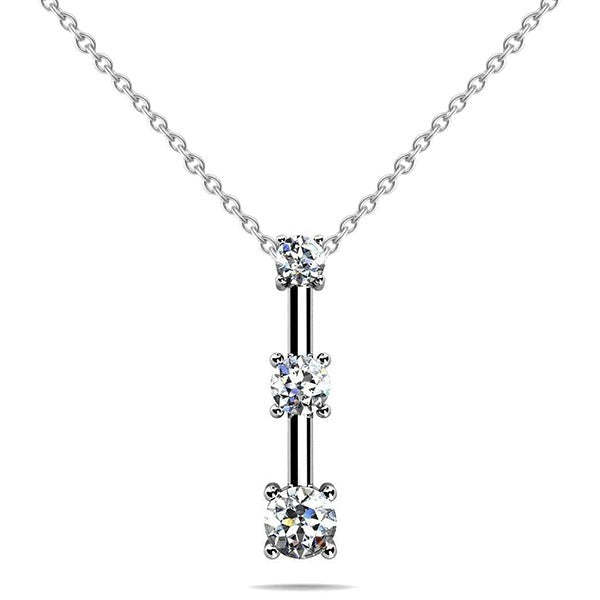 Anhänger Gold 14K 2.25 Ct Vier-Krappen-Set Rund 3 Steine Echt Aus der Erde Abgebauter Natürlicher Diamant Tropfen