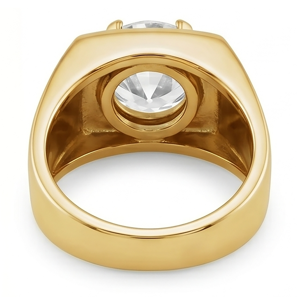 Antik-Kissen-Schliff Männer-Ring – Diamant 2 Karat 10K Yellow
