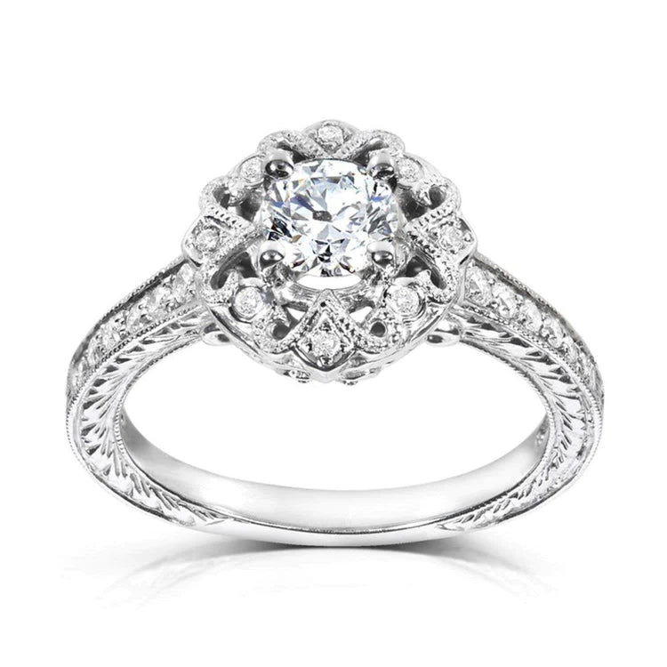 Antik-Stil Echt Diamant-Verlobungsring 2,25 Karat Weißgold Schmuck