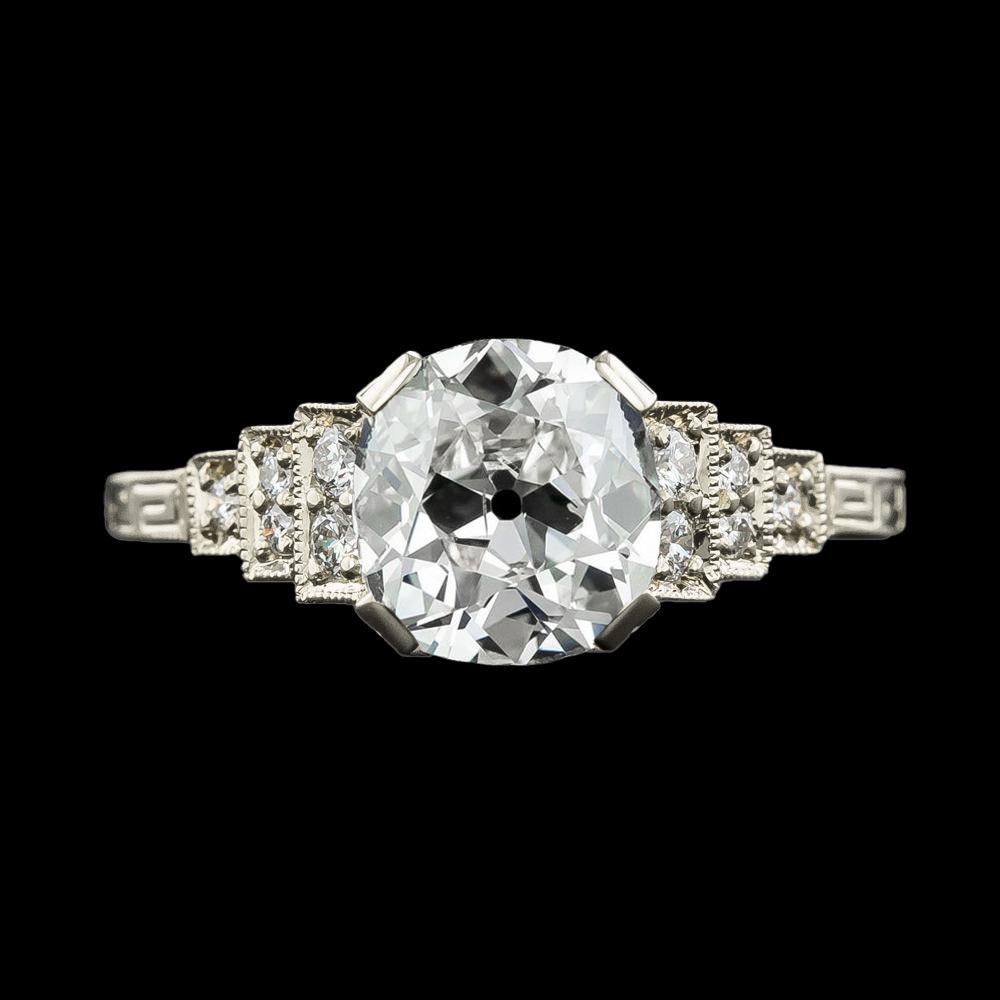 Antiker Gold Echt Damenring mit Stufen Altschliff Diamanten 3.50 Karat