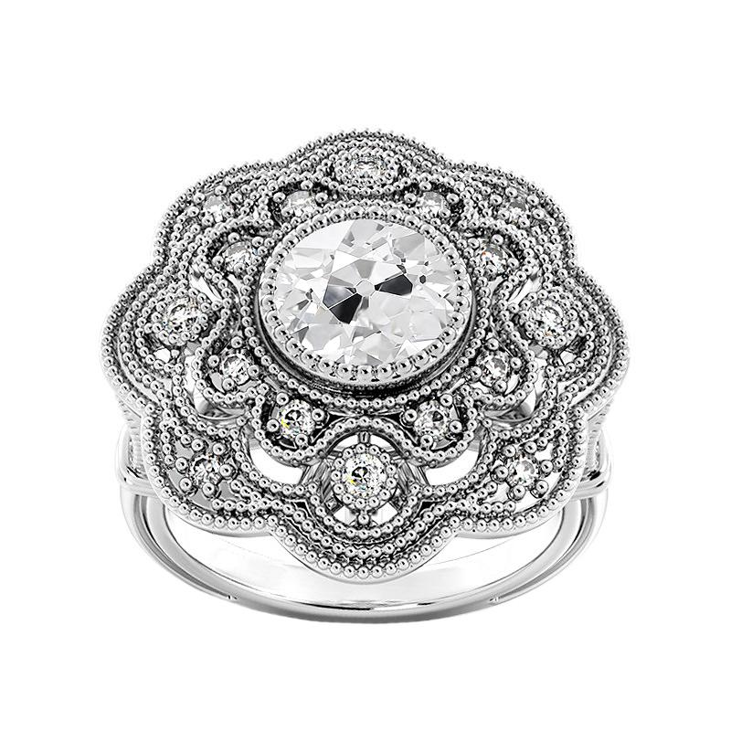 Antiker Halo Altschliff Echt Diamantring 3.25 Karat Milgrain