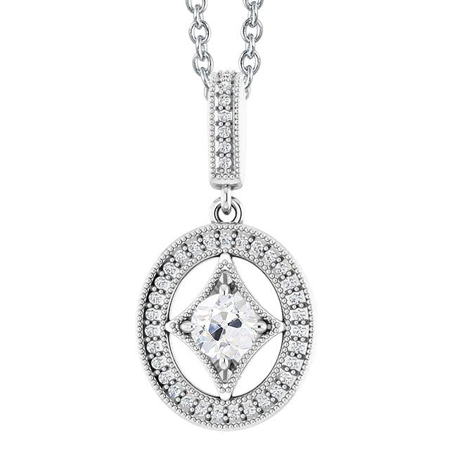 Antiker Halo-Echt Diamant-Anhänger alter Bergmann Gold Slide 2.50 Karat