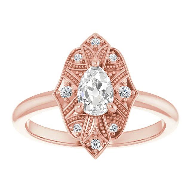 Antiker Halo-Rund & Birnen-Altschliff-Echt Diamantring 2.25 Karat