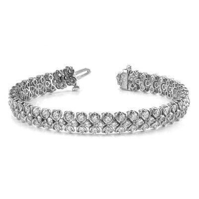 Armband Weißgold 14K 12 Kt Echt Aus der Erde Abgebauter Natürlicher Diamanten im Rundschliff Achter Link