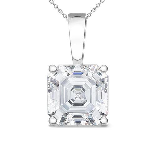 Asscher Cut Damen Solitär Echt Diamant Anhänger 2 Karat Weißgold 14K
