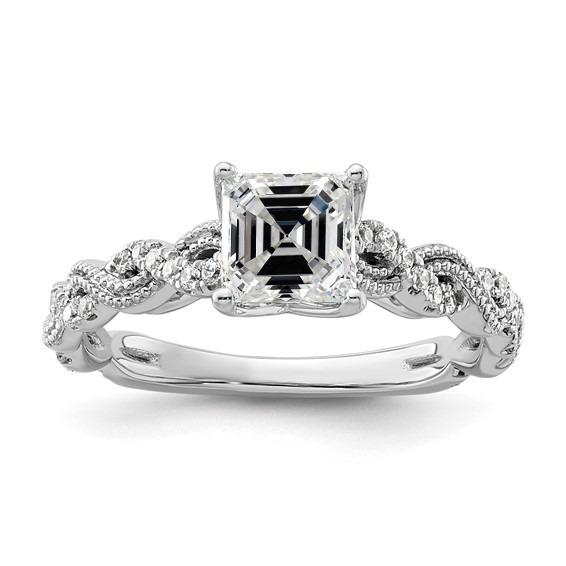 Asscher Echt Diamant-Verlobungsring Krappe Twisted Shank 3.50 Karat
