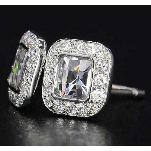 Asscher Natürlich Diamant Halo Ohrstecker 4 Karat 14K Schmuck