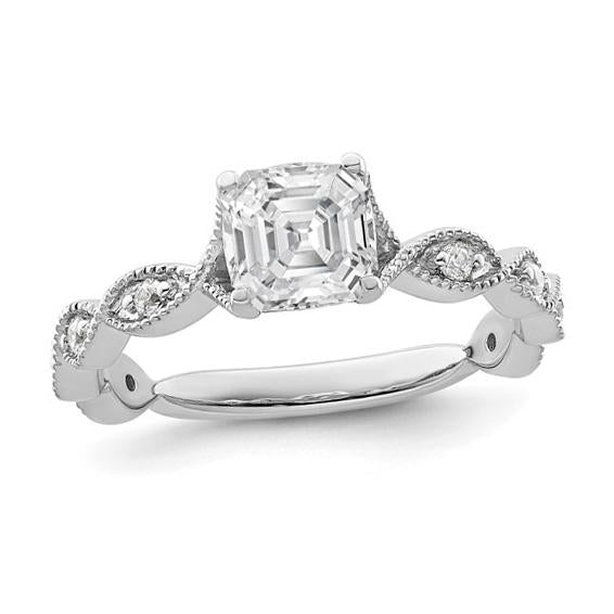 Asscher & Runden Echt Diamant Verlobungsring 3.50 Karat Weißgold 14K