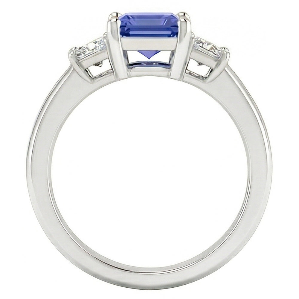 Asscher Saphir 3 Steine Ring 1,50 Karat Funkelnde Prinzessin Aus der Erde Abgebauter Natürlicher Diamanten