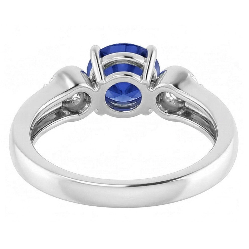 Aus der Erde Abgebauter Natürlicher Diamant 3 Steine Ring Sri Lanka Saphir Rundschliff 2.50 Karat