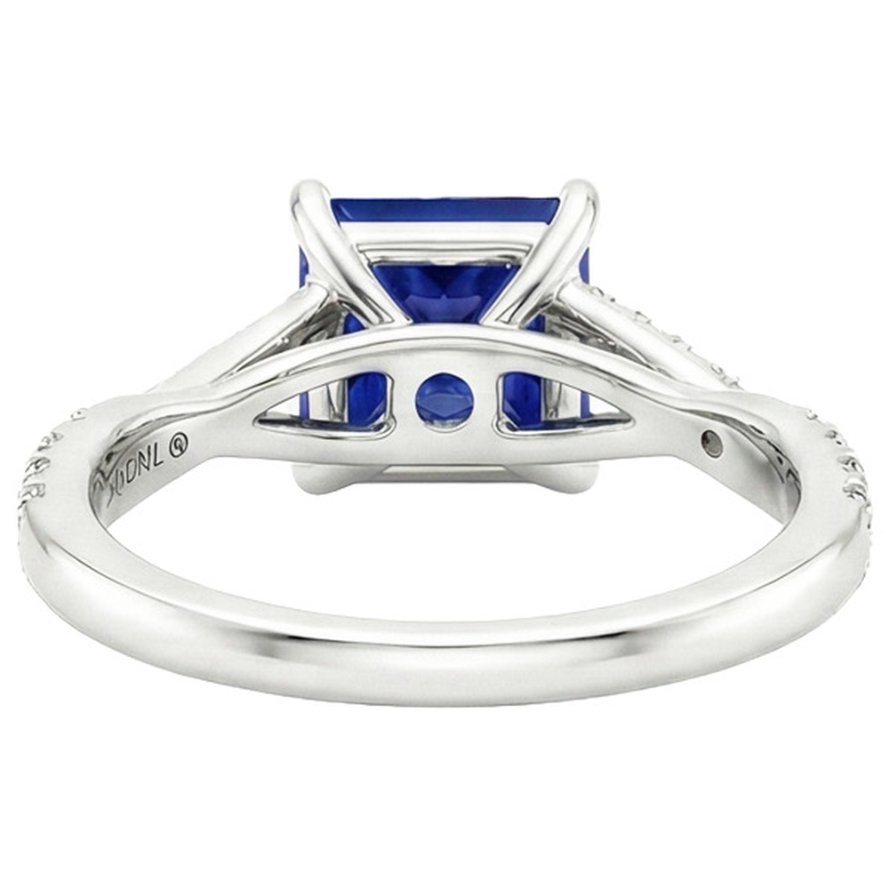 Aus der Erde Abgebauter Natürlicher Diamant-Goldschmuck Prinzessin Blauer Saphir-Ring mit Akzenten 6 Karat