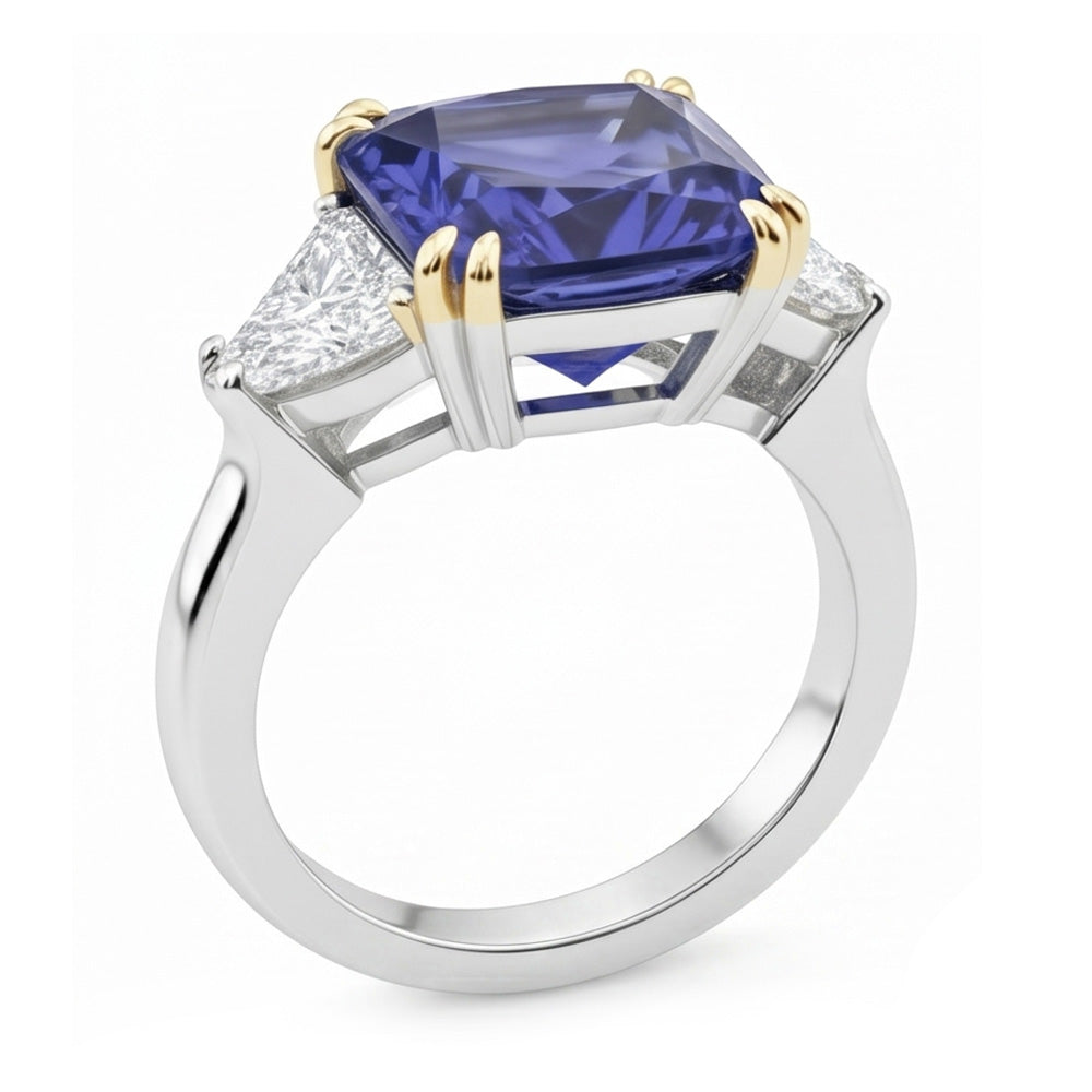 Aus der Erde Abgebauter Natürlicher Diamant-Saphir-Verlobungsring mit 7 Karat