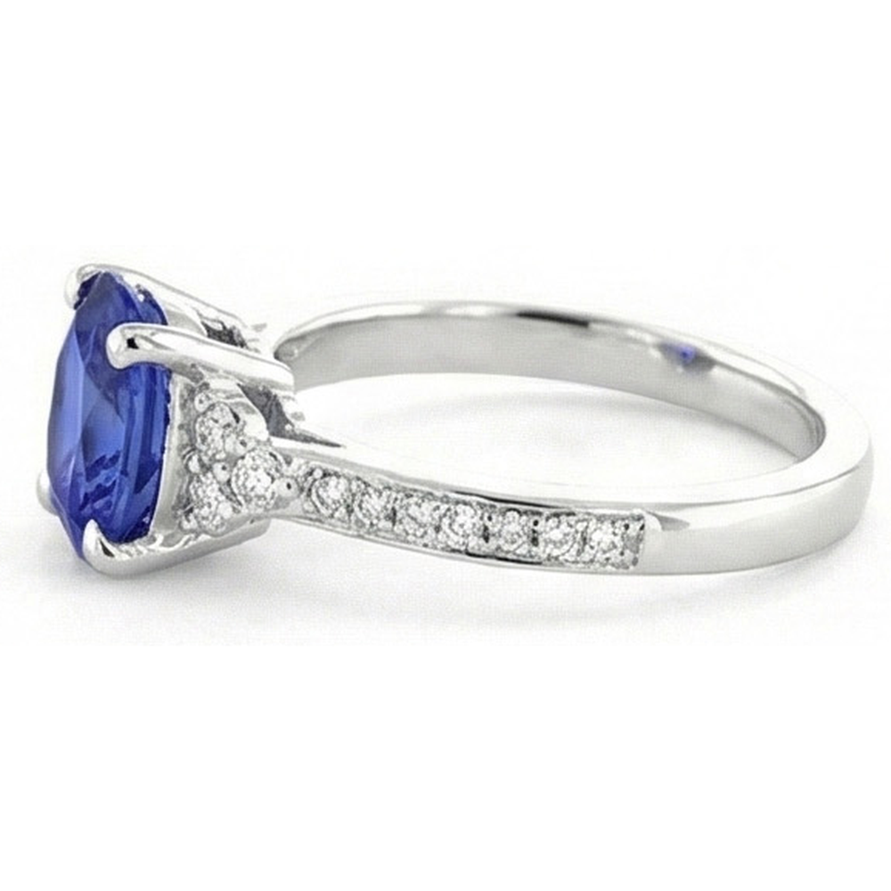 Natürlicher Diamant ( nicht im Labor gezüchtet )-Verlobungsring Oval Sri Lanka Saphir 3,50 Karat