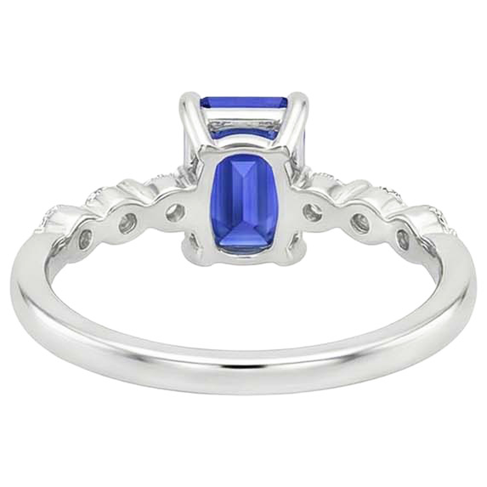 Aus der Erde Abgebauter Natürlicher Diamant-Verlobungsring Sri Lanka Saphir 3,50 Karat Weißgold 14K