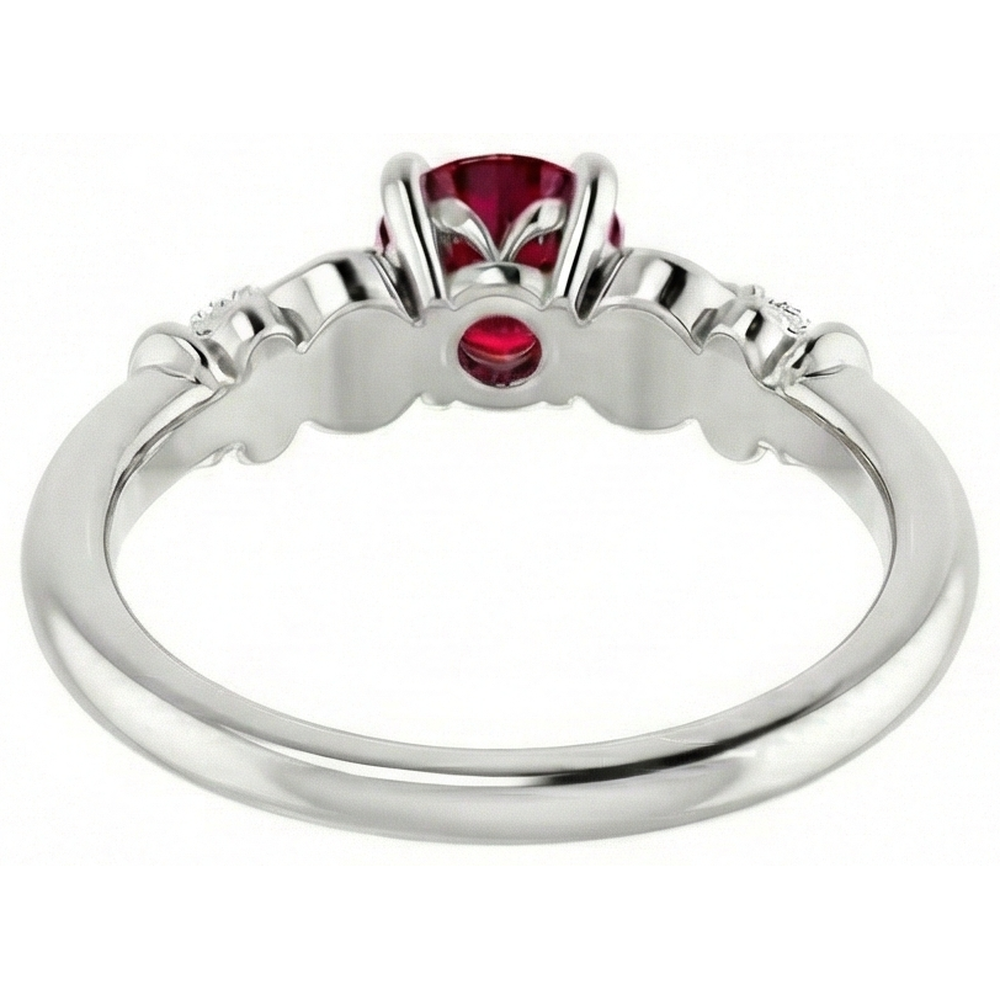 Aus der Erde Abgebauter Natürlicher Diamant runder Rubin Fancy Ring 1,40 Karat Weißgold 14K