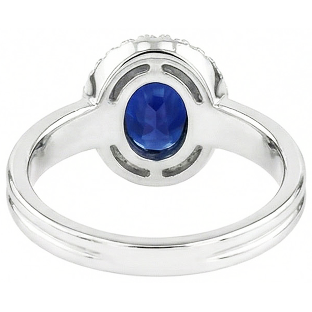 Natürlicher Diamant ( nicht im Labor gezüchtet )band & Ovaler blauer Saphir Ehering Set 3 Karat Weißgold