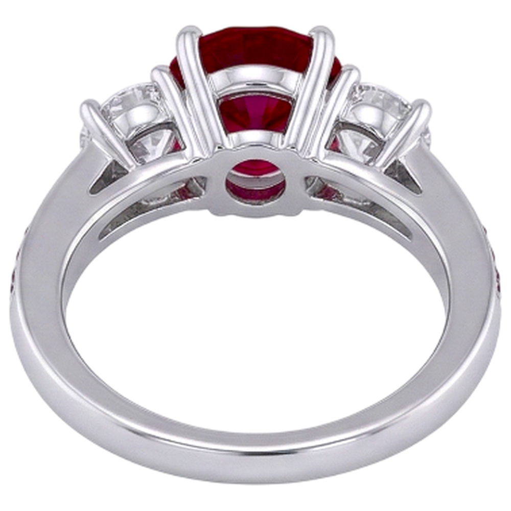 echter round rubin 1.07Karat ring Profilansicht