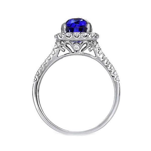 Aus der Erde Abgebauter Natürlicher Diamant Halo Oval Blue Saphir Ring Split Shank 5,50 Karat Schmuck