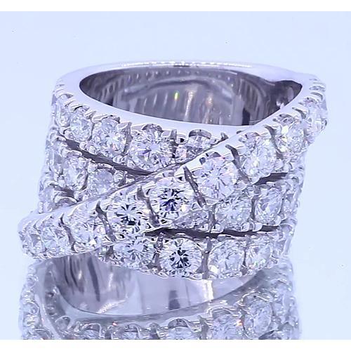 Ausgefallener Ring mit runden Echt Diamanten 5,10 Karat Vierstift Weißgold 14K
