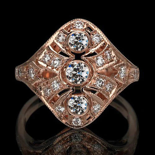 Ausgefallener alter Minenschliff Echt Diamant-Verlobungsring 3 Karat Roségold