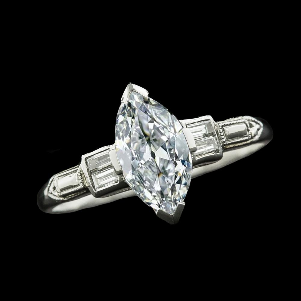 Baguette Alter Schnitt Marquise Natürliche Diamantring 5 Steine Schmuck 4,75 Karat
