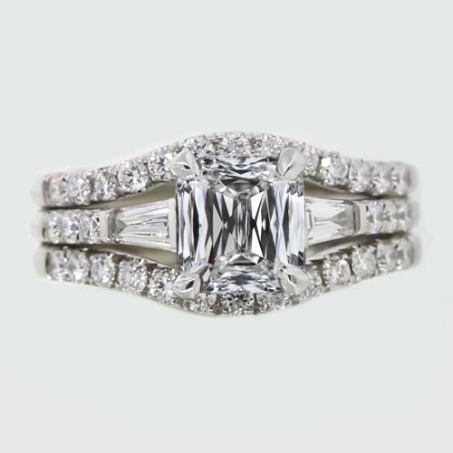 Baguette & Princess Echt Diamant-Verlobungsring-Set 4.75 Karat Gold 14K