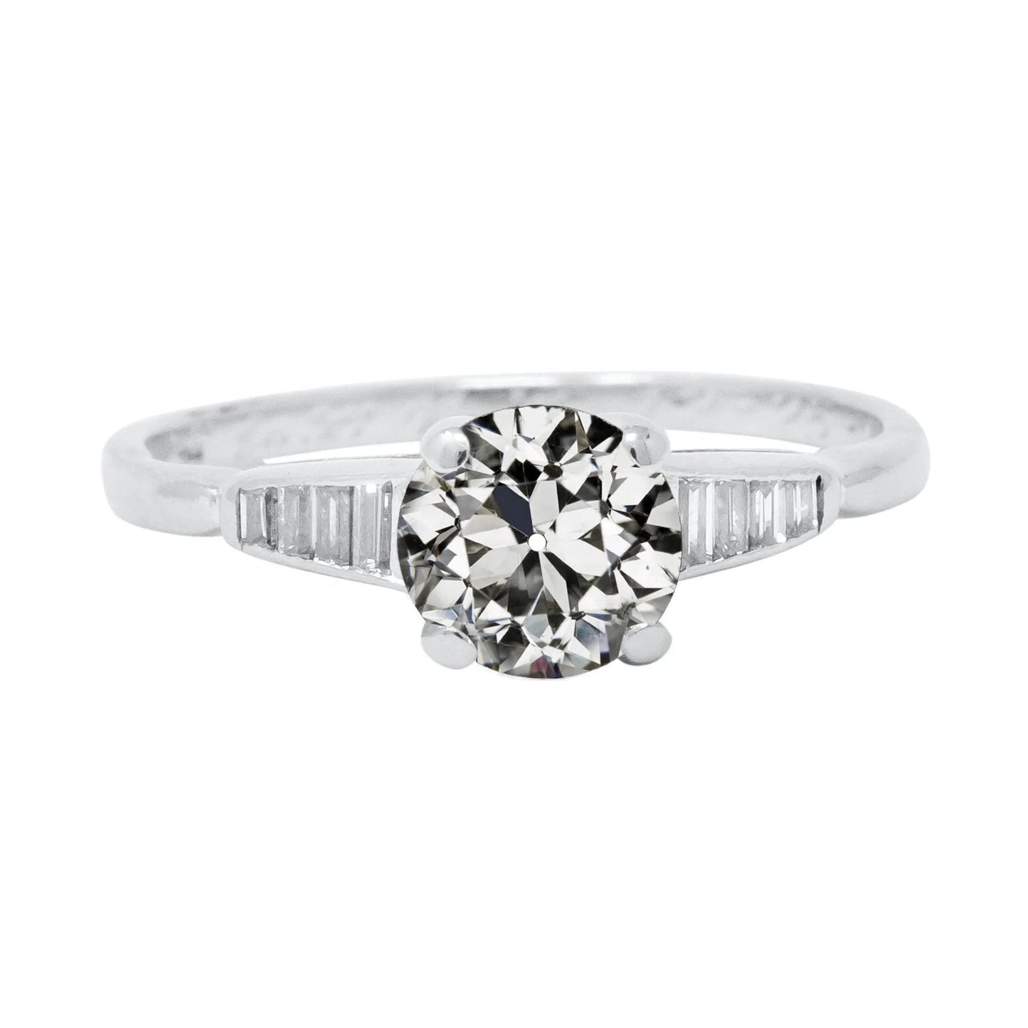 Baguette & Rund alter Bergmann Echt Diamantring Krappen Set 3 Karat Weißgold