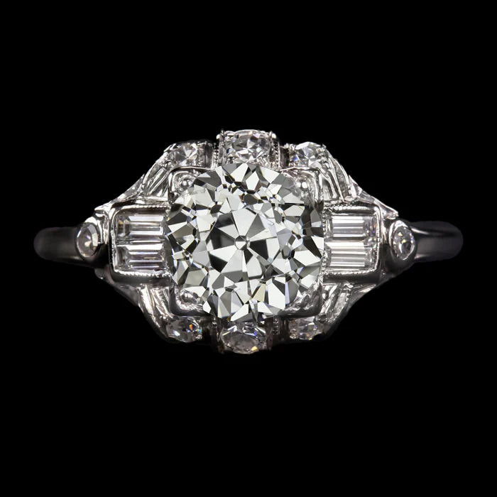Baguette & Rund alter Bergmann Echt Diamantring Vintage Style 4 Karat