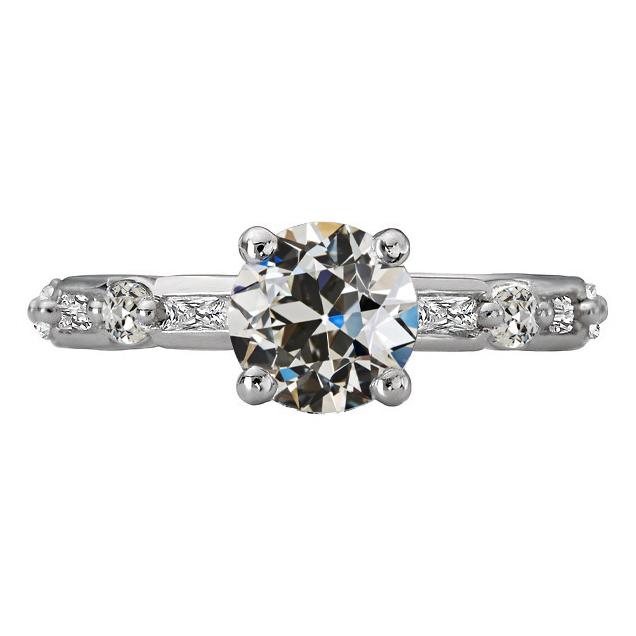 Baguette & Runder Echt Diamantring im alten Minenschliff 5.50 Karat