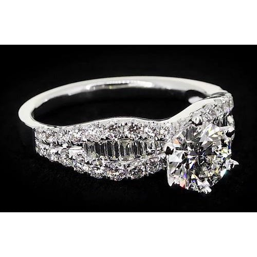 Band-Stil Damen Ring Runder Echt Diamant 6 Krappen Satz 2,75 Karat