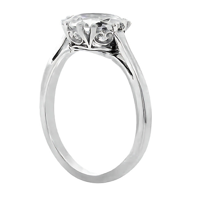 Einzelstein-Ring 14K Weißgold mit Diamant – Frontansicht
