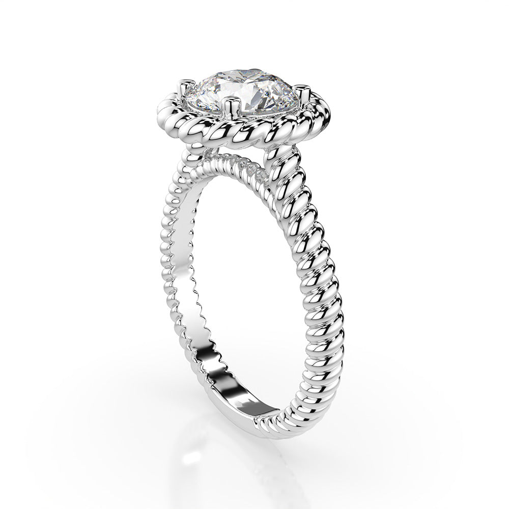 Echter Brillant Solitär-Ring – Schrägansicht