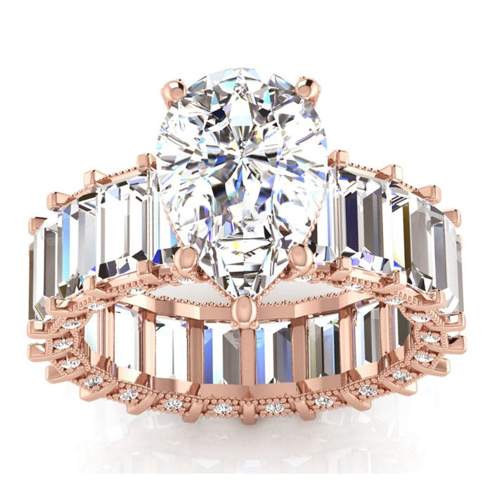 Birne & Baguette Echt Diamantring