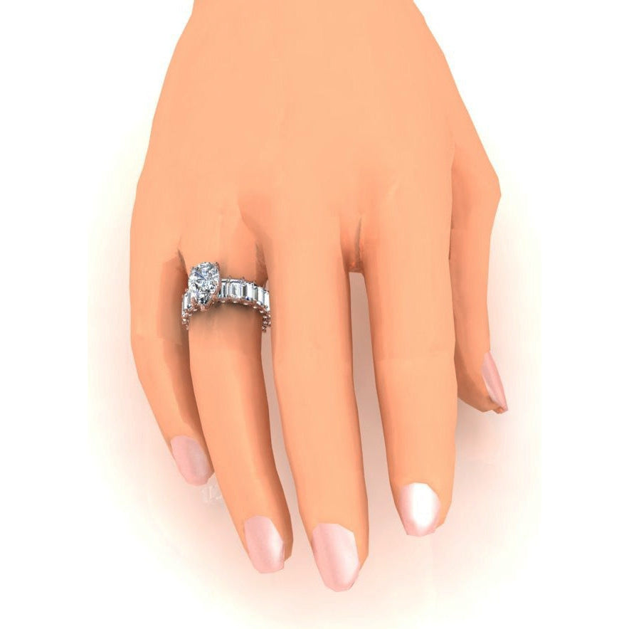 Birne & Baguette Echt Diamantring