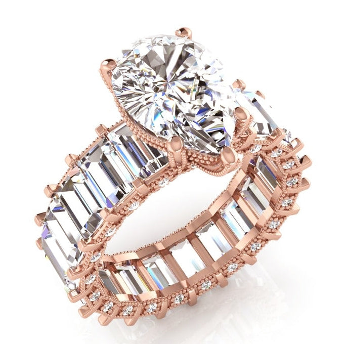 Birne & Baguette Echt Diamantring